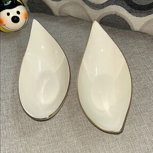 Lenox Cream Ceramic Decorative Dish with Gold Accents